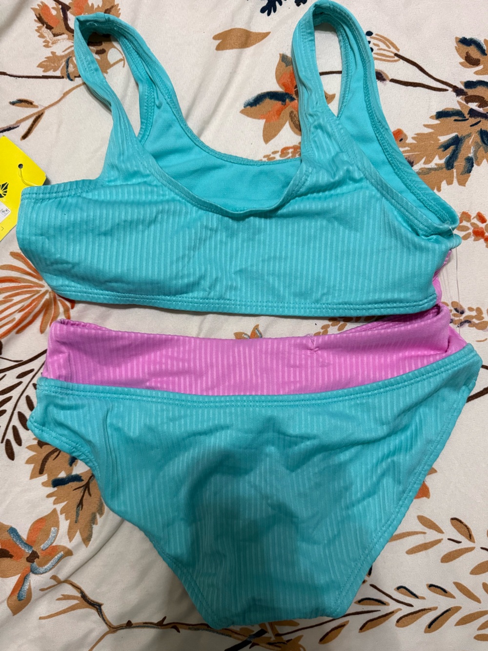 Orage Turquoise and Pink Reversible Bikini Bottoms